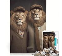 Jigsaw Puzzles for Adults 1000 Hipster Lion Brothers Brain Teaser Game Interesting Stress Reduction Challenging Game Gifts 38x26cm