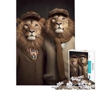 Jigsaw Puzzles for Adults 1000 Hipster Lion Brothers Challenging To Complete Precision Cutting Family Game for Ages 14 And over (50x75cm)