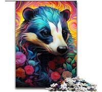 Jigsaw Puzzles for Adults 1000 Honey Badger Flowers Made of Wood, Perfect for Family Fun on Birthdays, Christmas 50x75cm for Home Decor, Brain Training