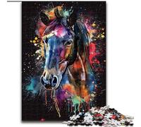 Jigsaw Puzzles for Adults 1000 Horse Watercolor Jigsaw Made of cardboard,Family Activity Game for Teenager, DIY Home Decor Brain Teaser Gift 1000pcs(26x38cm)