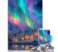 Jigsaw Puzzles for Adults 1000 Houses Under The Aurora 1000 Pieces for Adults,Fun Games Every Piece Is Unique - Challenging Family Fun Game (size 75x50cm)