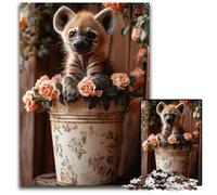 Jigsaw Puzzles for Adults 1000 Hyena Pup in Flower PotPaper Jigsaw Puzzles for Adults Interactive Family Game Brain Challenge Educational Toy 1000 PCS(38x26cm)