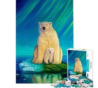Jigsaw Puzzles for Adults 1000 Ice Bear Painting Aurora for Educational Game Toys Educational Games Secret Santa Gifts Presents for Women (size 38x52cm)