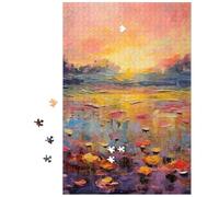 Jigsaw Puzzles for Adults 1000 Impressionist Lily Pond Sunset Oil Jigsaw Puzzle Family Fun Activity Puzzle 1000 Challenging Jigsaws for Adults Adult Puzzles Gifts Home Decoration