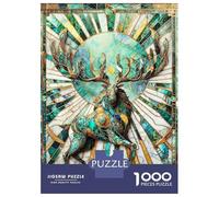 Jigsaw Puzzles for Adults 1000 Jade Sun Elk Kintsugi Jigsaws for Adults Relaxing Games Stress Reliever Challenging To Complete 52x38cm/1000pcs