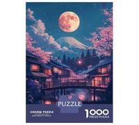 Jigsaw Puzzles for Adults 1000 Japanese Night Scene with Full Moon Jigsaw for Adults Relaxing Games Pattern Assembly Gifts for Friends And Family 38x26cm/1000pcs