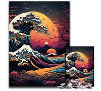 Jigsaw Puzzles for Adults 1000 Japanese Style Waves Puzzles for Adults Birthday Gift Idea, Challenging Brain Teaser Game 26X38CM/10.23x14.96inch