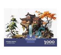 Jigsaw Puzzles for Adults 1000 Japanese Waterfall House Jigsaws for Adults Relaxing Games Stress Reliever Challenging To Complete 52x38cm/1000pcs