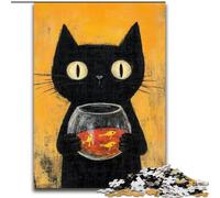 Jigsaw Puzzles for Adults 1000 Jigsaws Abstract Art Black Cat, Suitable for People Aged 14 And Above Challenging To Complete But Fun And Humorous Great Gift (Size 50x75cm)