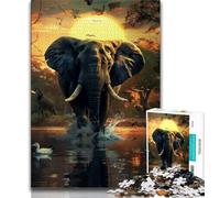 Jigsaw Puzzles for Adults 1000 Jigsaws African Elephants,Educational Family Game Wall Decoration Unique Birthday And Xmas Gifts 50x75cm