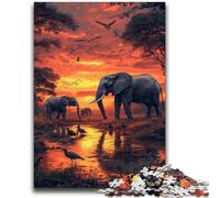 Jigsaw Puzzles for Adults 1000 Jigsaws African Elephants for Age 14+ Educational Games For Adults And Teenagers Artwork Gift 50x75cm