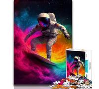Jigsaw Puzzles for Adults 1000 Jigsaws Astronaut Surfing,Help The Brain Exercise Addictive Toys to Cultivate Patience Artists Collection,Fine Art 75x50cm