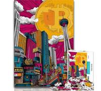 Jigsaw Puzzles for Adults 1000 Jigsaws Bitcoin Logo,Learning Educational Toys Family Games Suitable for Desktop Decoration 38x26cm
