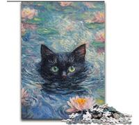 Jigsaw Puzzles for Adults 1000 Jigsaws Black Cat in The River, Educational Toys for Is Ideal As A Gift for The Whole Family for And 14 Years Old (size 50x75cm)