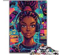 Jigsaw Puzzles for Adults 1000 Jigsaws Black Girl Listening to Music, Educational Toys for Is Ideal As A Gift for The Whole Family for And 14 Years Old (size 26x38cm)