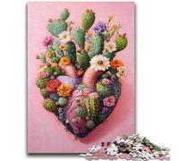 Jigsaw Puzzles for Adults 1000 Jigsaws Cactus Heart Help The Brain Exercise Addictive Toys to Cultivate Patience Perfect Decoration 26x38cm