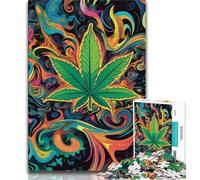 Jigsaw Puzzles for Adults 1000 Jigsaws Cannabis Leaves,Toys Educational Games Stress Relieving Parent-child Interaction 38x26cm