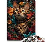 Jigsaw Puzzles for Adults 1000 Jigsaws Cat Among Flowers Educational Games Home Decoration for Is Ideal As A Gift for The Whole Family 50x75cm