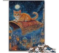 Jigsaw Puzzles for Adults 1000 Jigsaws Cat on Flying Carpet, Family Game Stress Reliever Difficult Challenge Enhance Love between Couples (Size 50x75cm)