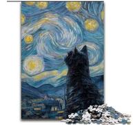 Jigsaw Puzzles for Adults 1000 Jigsaws Cat Under The Starry Sky, Suitable for People Aged 14 And Above Challenging To Complete But Fun And Humorous Great Gift (Size 50x75cm)