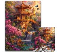 Jigsaw Puzzles for Adults 1000 Jigsaws Chinese Style Temple Wooden Puzzles Educational Games, Enhance Love between Couples for Age 14 Years Up 50X75CM