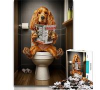 Jigsaw Puzzles for Adults 1000 Jigsaws Cocker Spaniel on The Toilet,Challenging Game And Family Play with Matching Poster And Trivia Sheet (38x26cm)