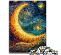 Jigsaw Puzzles for Adults 1000 Jigsaws Crescent Moon Oil Painting Toys Educational Games Stress Relieving Artists Collection, Fine Art 26x38cm