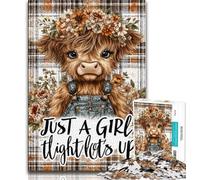 Jigsaw Puzzles for Adults 1000 Jigsaws Cute Highland Cow,Learning Educational Toys Family Games Suitable for Desktop Decoration 38x26cm