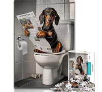 Jigsaw Puzzles for Adults 1000 Jigsaws Dachshund on The Toilet,Challenging Game And Family Play Educational Game for Birthday,Chrismas 38X26CM