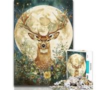 Jigsaw Puzzles for Adults 1000 Jigsaws Deer Under The Moon,Educational Games Home Decoration Educational Game for Birthday,Chrismas (38x26cm)