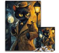 Jigsaw Puzzles for Adults 1000 Jigsaws Detective Cat Puzzle Challenging Brain Teaser for Teenager, Family Game Night Fun 26X38CM