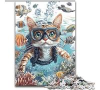 Jigsaw Puzzles for Adults 1000 Jigsaws Diver Cat, Decompressing Intellectual Educational Toy Is Ideal As Gifts for The Whole Family 26x38cm