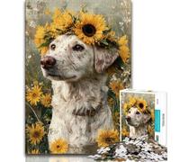 Jigsaw Puzzles for Adults 1000 Jigsaws Dog And Sunflowers, Staycation Kill Time,for Is Ideal As A Gift for The Whole Family for And 14 Years Old 38x26cm