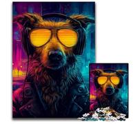 Jigsaw Puzzles for Adults 1000 Jigsaws Dog Wearing Glasses Puzzle Educational Games, with Matching Poster And Trivia Sheet for Age 14 Years Up 50X75CM