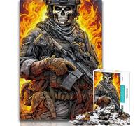 Jigsaw Puzzles for Adults 1000 Jigsaws Flame Skeleton Warrior,Family Activity Fun at Home Activities,Birthday Present,Travel Gifts 50x75cm