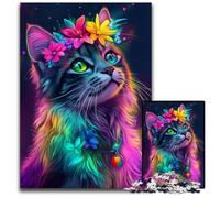 Jigsaw Puzzles for Adults 1000 Jigsaws Flowers And Cats Puzzle Stress Reliever Staycation Kill Time, A Work of Art for And Age 14 26X38CM