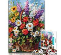 Jigsaw Puzzles for Adults 1000 Jigsaws Flowers in The Basket,Family Activity Fun at Home Activities,Birthday Present,Travel Gifts (75x50cm)