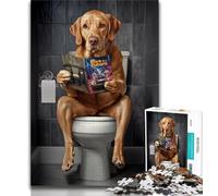 Jigsaw Puzzles for Adults 1000 Jigsaws Fox Red Labrador on The Toilet,Challenging Game And Family Play with Matching Poster And Trivia Sheet (75x50cm)