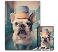 Jigsaw Puzzles for Adults 1000 Jigsaws French Bulldog Plays with Toilet Paper Wooden Puzzles Challenging Game Toys, Unique Birthday And Gifts for Age 14 Years Up 50X75CM
