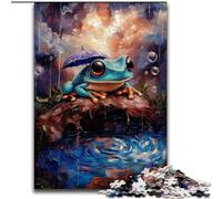 Jigsaw Puzzles for Adults 1000 Jigsaws Frog with Umbrella Stress Reliever Difficult Challenge Unique Home Decor And Gifts (size 26x38cm)