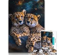 Jigsaw Puzzles for Adults 1000 Jigsaws Galaxy Cheetah,Learning Educational Toys Family Games Suitable for Desktop Decoration 38x26cm