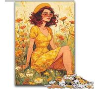 Jigsaw Puzzles for Adults 1000 Jigsaws Girl in Wildflowers Summer,Educational Family Game Wall Decoration Unique Birthday And Xmas Gifts 38x52cm