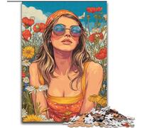 Jigsaw Puzzles for Adults 1000 Jigsaws Girl in Wildflowers Summer, Learning Educational for Is Ideal As A Gift for The Whole Family (Size 50x75cm)