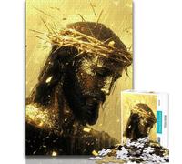 Jigsaw Puzzles for Adults 1000 Jigsaws Golden Jesus,Educational Family Game Wall Decoration Unique Birthday And Xmas Gifts 50x75cm