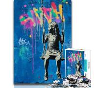 Jigsaw Puzzles for Adults 1000 Jigsaws Graffiti Little Girl,Challenging Game And Family Play with Matching Poster And Trivia Sheet (75x50cm)