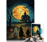 Jigsaw Puzzles for Adults 1000 Jigsaws Halloween Castle,Educational Family Game Wall Decoration Unique Birthday And Xmas Gifts 38x26cm