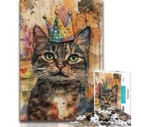Jigsaw Puzzles for Adults 1000 Jigsaws Happy Birthday Cat,Challenging Game And Family Play with Matching Poster And Trivia Sheet 38x26cm