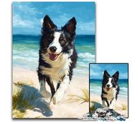 Jigsaw Puzzles for Adults 1000 Jigsaws Happy Border Collie Wooden Jigsaw Puzzles for Birthdays, Holidays, Best for Christmas 50X75CM