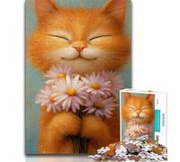 Jigsaw Puzzles for Adults 1000 Jigsaws Happy Orange Cat,Educational Games Home Decoration for Is Ideal As A Gift for The Whole Family 38x52cm