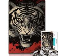 Jigsaw Puzzles for Adults 1000 Jigsaws Japanese Style Tiger,Learning Educational Toys Family Games Suitable for Desktop Decoration 38x26cm